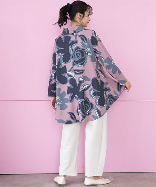 フラワープリントハイネックAラインチュニック 26-0142