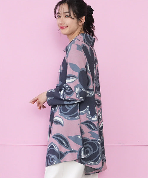 フラワープリントハイネックAラインチュニック 26-0142