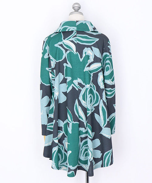 フラワープリントハイネックAラインチュニック 26-0142