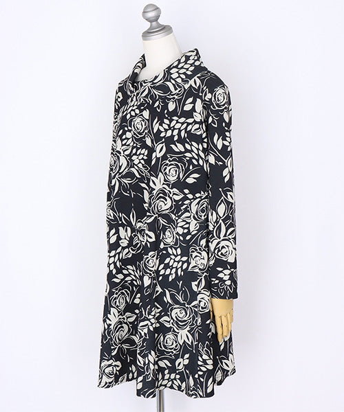 花柄オフタート切替長袖チュニック 26-0148｜40代 50代 60代 大人の