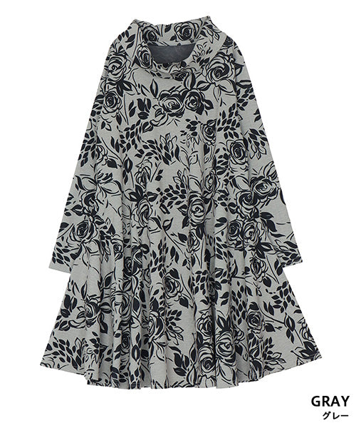 花柄オフタート切替長袖チュニック 26-0148｜40代 50代 60代 大人の