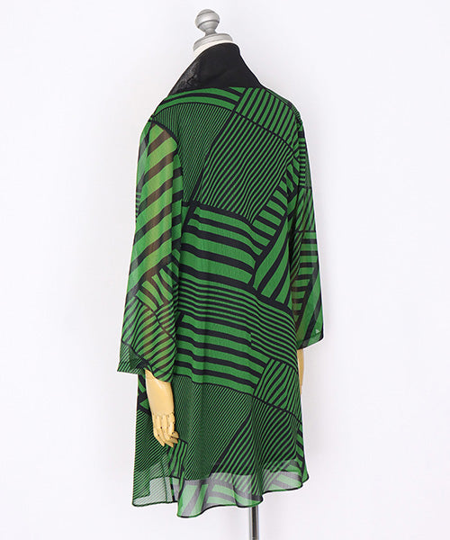 変わりドレープ襟シアー素材チュニック 26-0153｜40代 50代 60代 大人