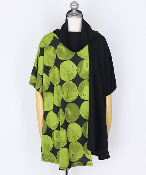 配色切替ドット柄ハイネックチュニック 26-0159｜40代 50代 60代 大人