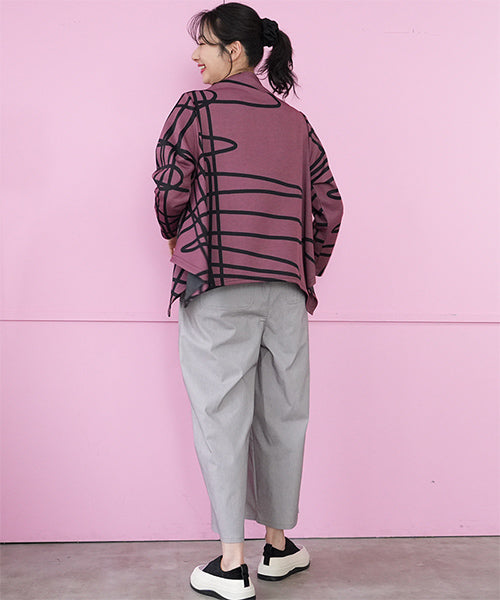 アートラインプリント変形長袖カットソー 26-0162