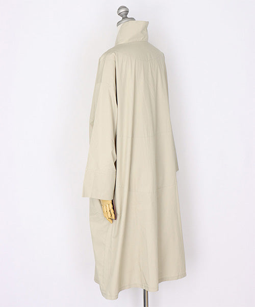 綿100％スタンドカラー長袖ロングシャツワンピース 26-0166｜40代 50代