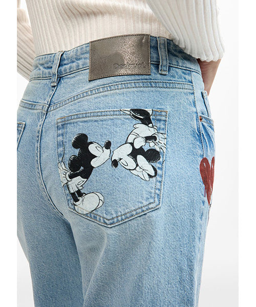 ミッキーマウス ハート柄デニムパンツ Desigual 26SWDD16｜40代 50代