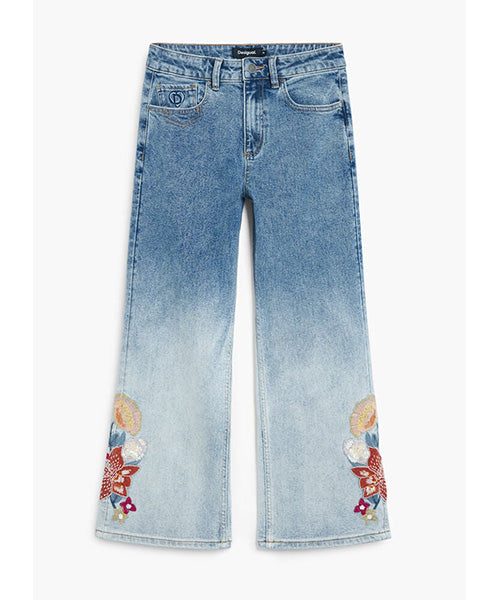 刺繍入りデニムキュロットパンツ Desigual 26SWDD20｜40代 50代 60代