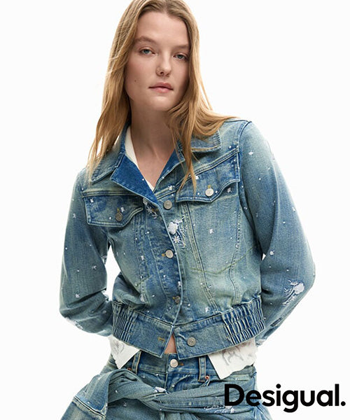 刺繍入りトラッカージャケット Desigual 26SWED11｜40代 50代 60代 
