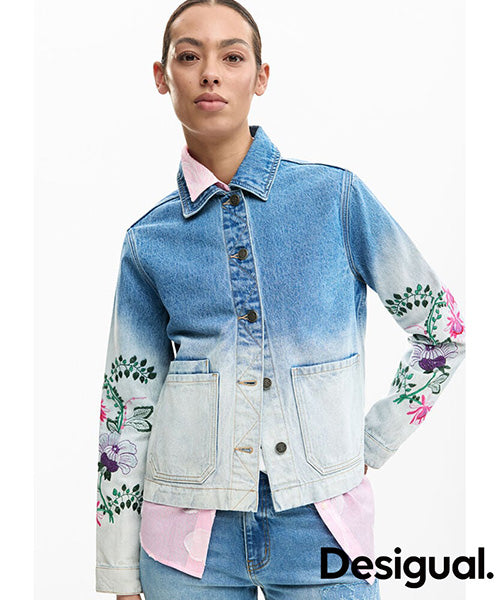 フラワーデニムジャケット Desigual 26SWED16｜40代 50代 60代 大人の