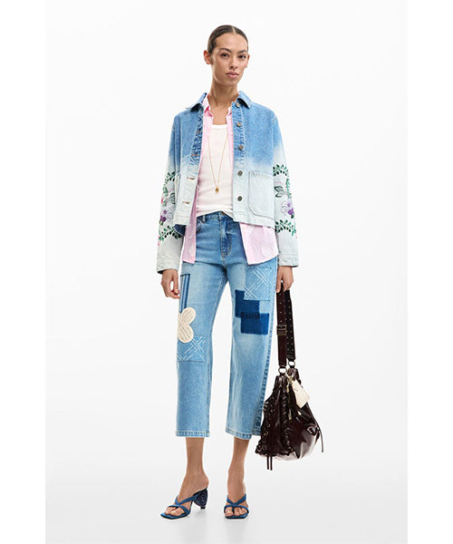 フラワーデニムジャケット Desigual 26SWED16｜40代 50代 60代 大人の