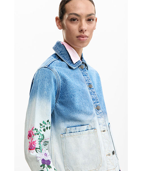 フラワーデニムジャケット Desigual 26SWED16｜40代 50代 60代 大人の