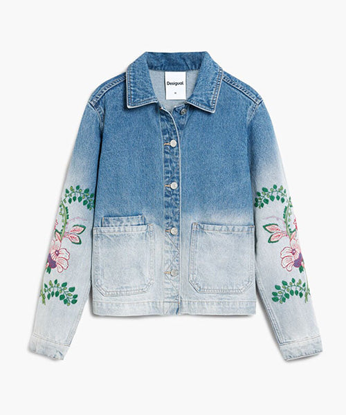 フラワーデニムジャケット Desigual 26SWED16｜40代 50代 60代 大人の
