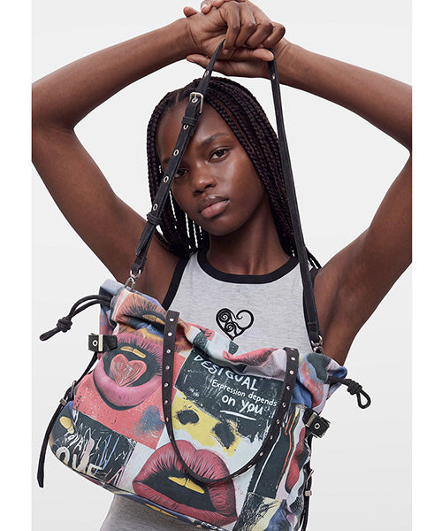 リッププリントショッピングバッグ Desigual 26WAXA36