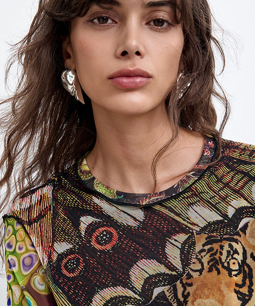 ムッシュ・クリスチャン・ラクロワデザインプリント長袖ニットTシャツ Desigual 26WWTK06