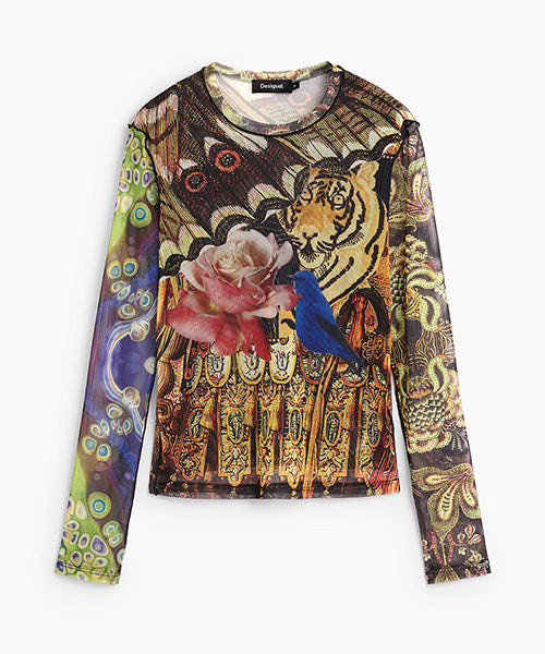 ムッシュ・クリスチャン・ラクロワデザインプリント長袖ニットTシャツ Desigual 26WWTK06