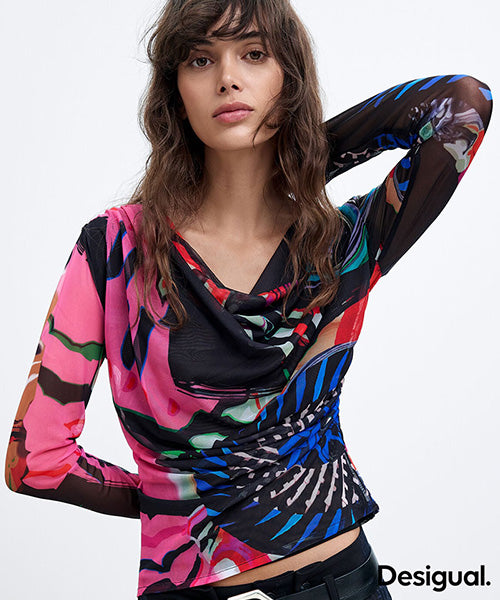 ムッシュ・クリスチャン・ラクロワデザインプリントニットTシャツ Desigual 26WWTK11