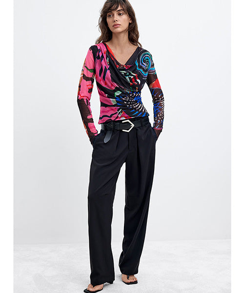 ムッシュ・クリスチャン・ラクロワデザインプリントニットTシャツ Desigual 26WWTK11