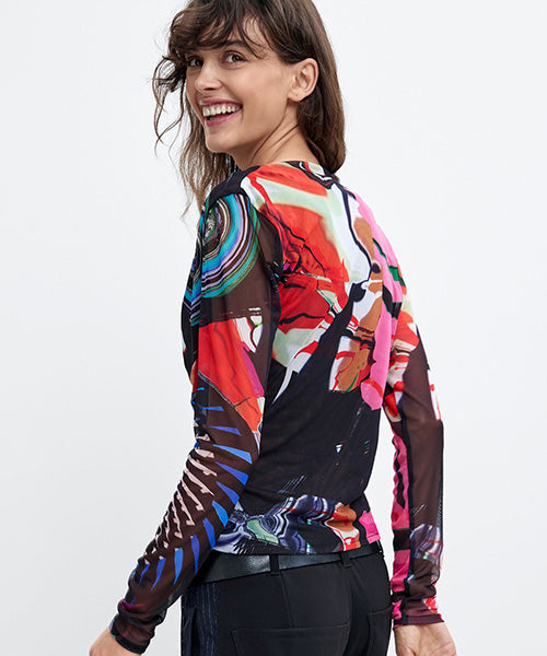 ムッシュ・クリスチャン・ラクロワデザインプリントニットTシャツ Desigual 26WWTK11