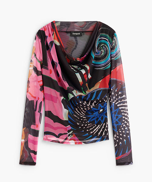 ムッシュ・クリスチャン・ラクロワデザインプリントニットTシャツ Desigual 26WWTK11