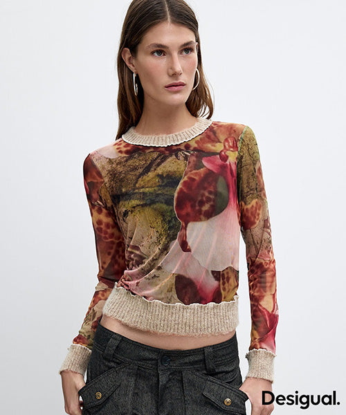 ムッシュ・クリスチャン・ラクロワデザインプリント長袖Tシャツ Desigual 26WWTK22