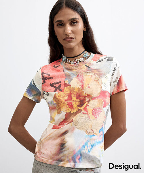 花柄プリントTシャツ Desigual 26WWTK29