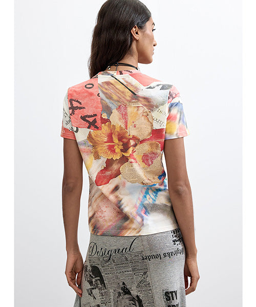 花柄プリントTシャツ Desigual 26WWTK29
