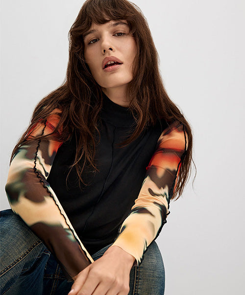 プリント入り長袖Tシャツ Desigual 26WWTK41