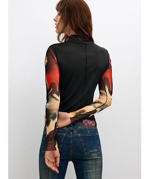 プリント入り長袖Tシャツ Desigual 26WWTK41