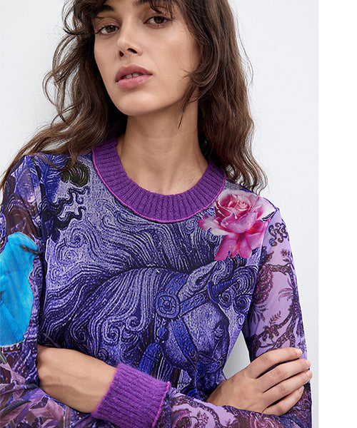 ムッシュ・クリスチャン・ラクロワデザインプリント長袖Tシャツ Desigual 26WWTK60