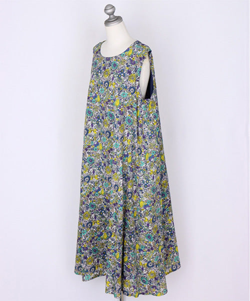 プリーツプリーズ ワンピース ノースリーブ 総柄 花柄 Aライン L相当 プリーツプリーズ PLEATS PLEASE ノースリーブワンピース 総柄