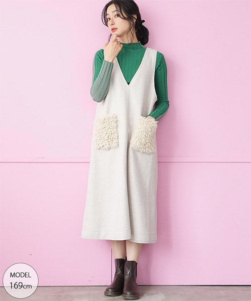 ボアポケット付エコウールジャンパースカート 33-0414｜40代 50