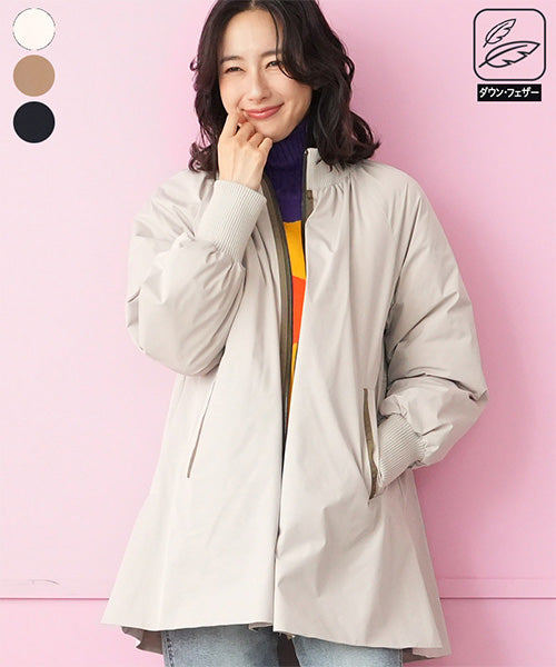 リブ付ラグランスリーブインサイドダウンコート
