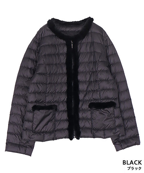軽量ミンクファーノーカラーダウンジャケット 33-0434｜40代 50代 60代