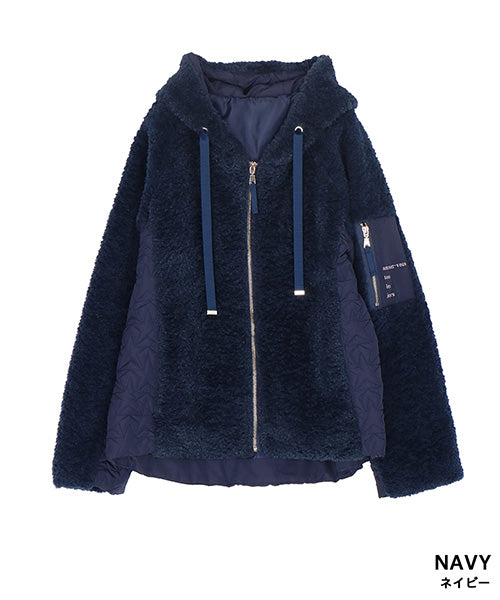 ボア切替キルティングフード付きジャケット 33-0436｜40代 50代 60代