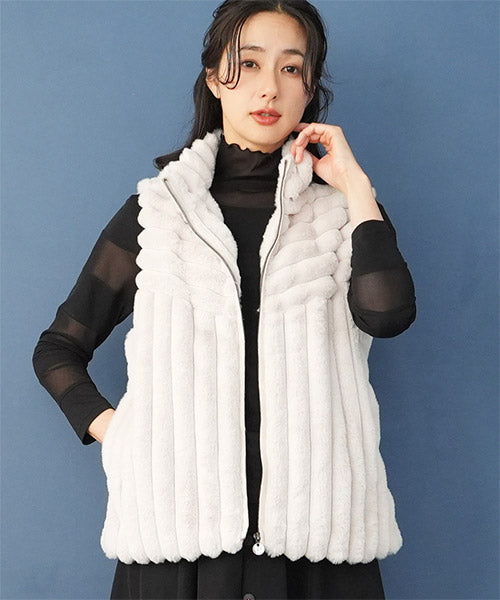 エコファー×ジップアップベスト 33-0439｜40代 50代 60代 大人の女性に