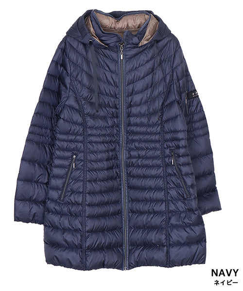 フード付き切替Aラインダウンコート 33-0453｜40代 50代 60代 大人の