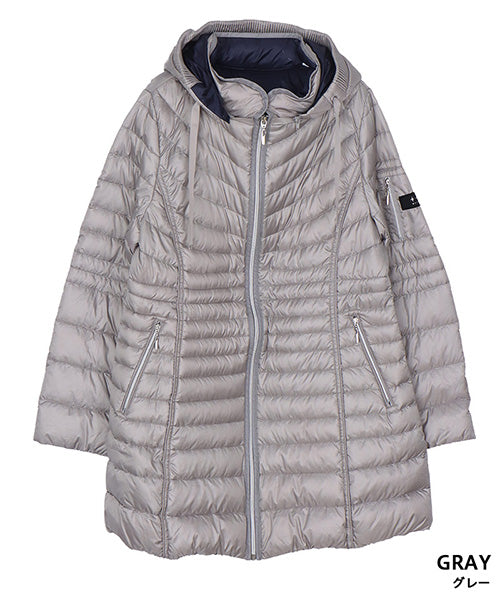 フード付き切替Aラインダウンコート 33-0453｜40代 50代 60代 大人の