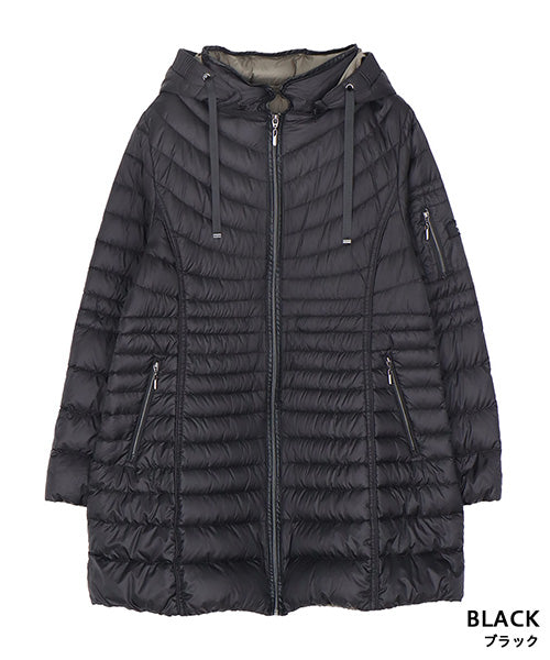 フード付き切り替えデザインダウンコートL セール】+phenix(プラスフェニックス)L-7 DOWN COAT ダウンコート