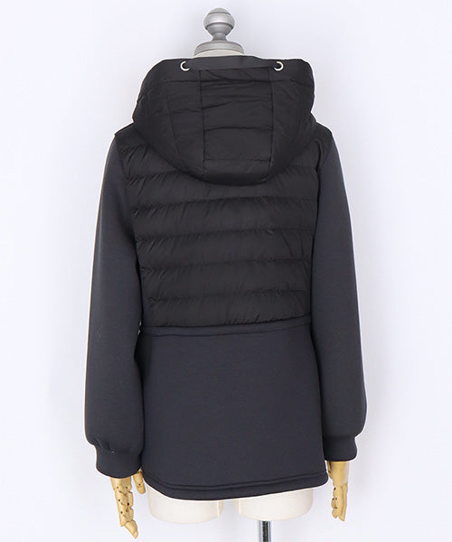 ダンボールニット×ダウン切替フード付きジャケット 33-0471｜40代 50代