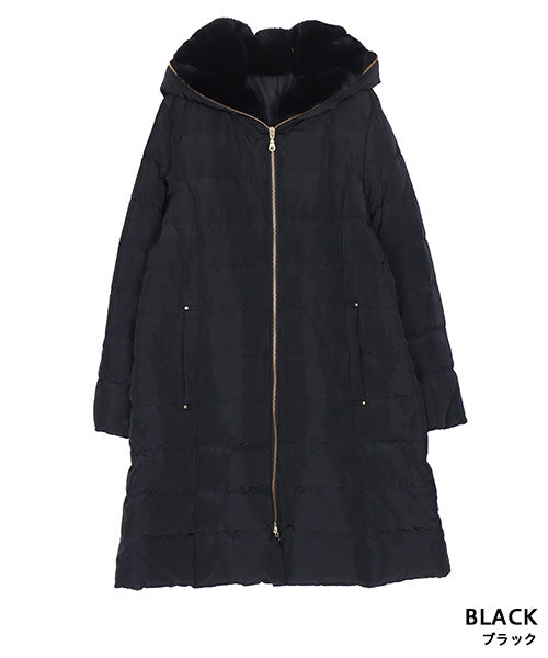 美品♡ モラビト リバーシブル ダウンコート ファー ロング 紺 茶 40 美品♡ モラビト リバーシブル ダウンコート ファー ロング 紺 茶 40