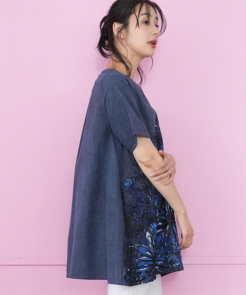 フラワー刺繍Aラインチュニック 33-0503｜40代 50代 60代 大人の女性に