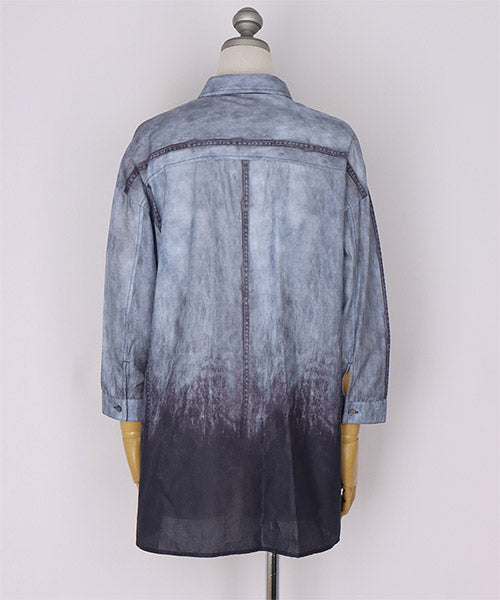 綿100％ぼかしプリント長袖シャツブラウス 33-0520