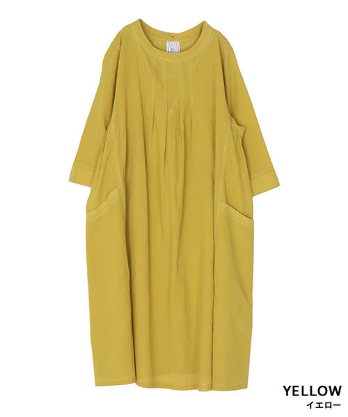 綿100％タック使い切替6分袖チュニック 33-0525｜40代 50代 60代 大人