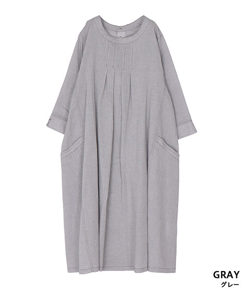 綿100％タック使い切替6分袖チュニック 33-0525｜40代 50代 60代 大人