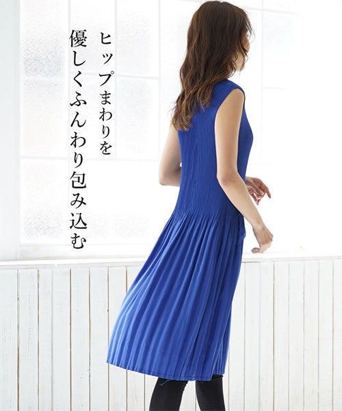 プリーツ加工ノースリーブワンピース 36-0573