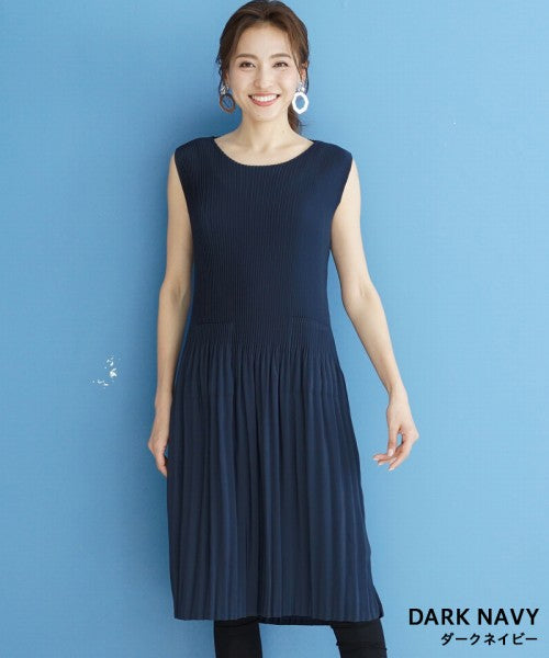 プリーツ加工ノースリーブワンピース 36-0573