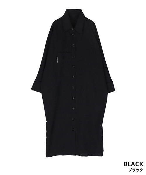 KLASICA ブラック ロングシャツ サイズ3 KLASICA REGULAR COLLAR OVER SIZED SHIRT / HAND DYED COTTON
