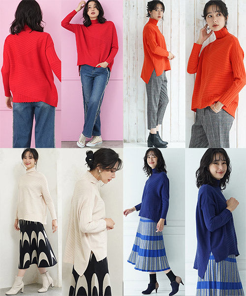 【特別価格】切替ワイドイレギュラーヘムニット 36-1060