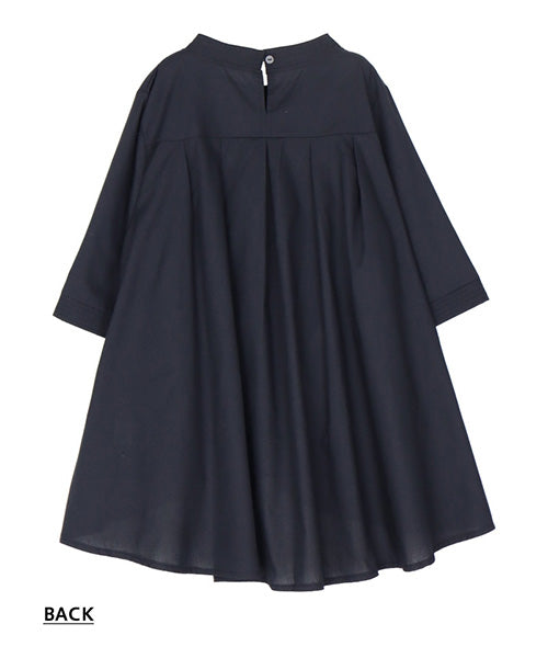 花レース5分袖バンドカラーフレアワイドブラウス 36-1129