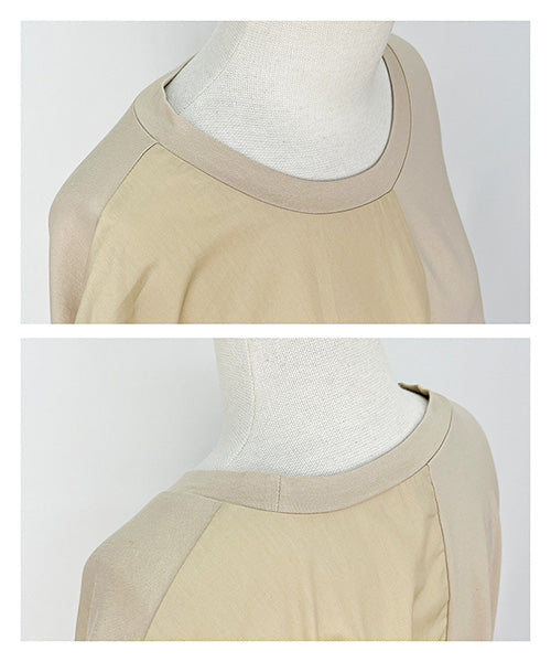 異素材切替半袖裾アシンメトリーTシャツカットソー 36-1161